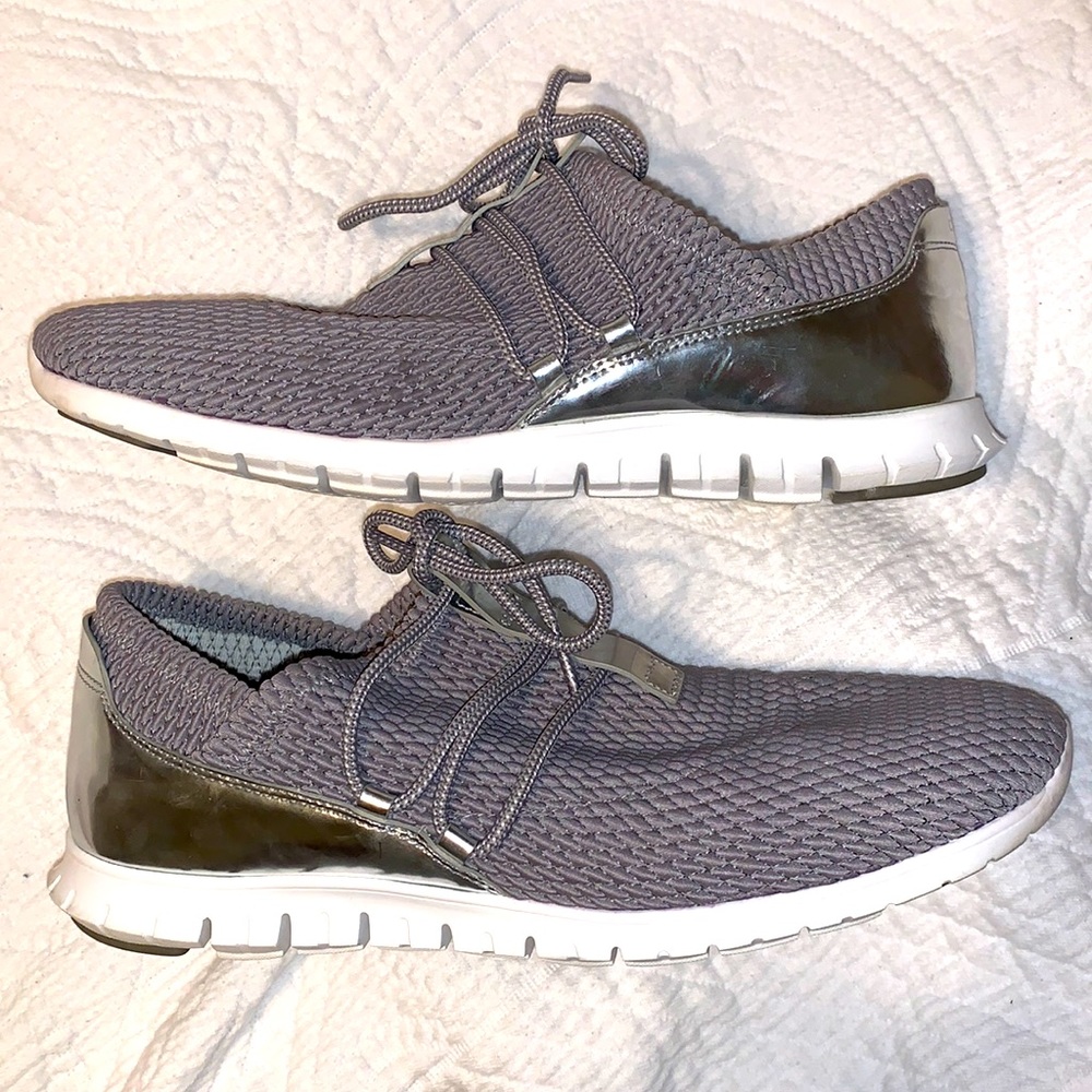 Cole Haan Zero Grand Quilted Sneaker women’s size 10 Gray and Silver Metallic